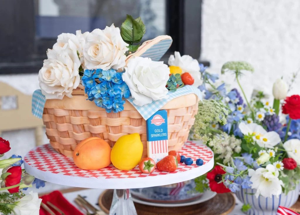 Picnic Basket Cake for Entertain & Celebrate Magazine