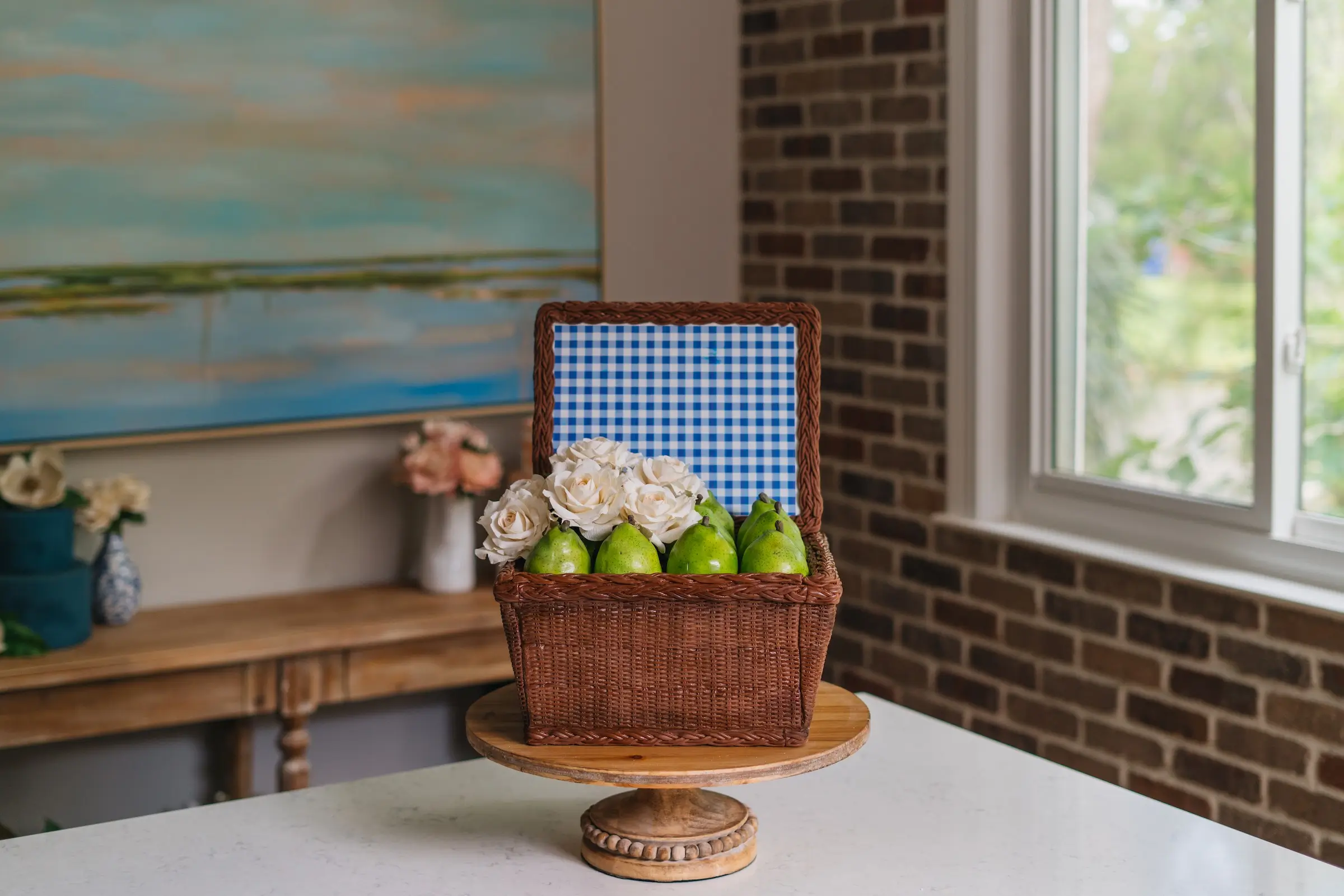 Sugar Roses and Pears Picnic Basket Cake
